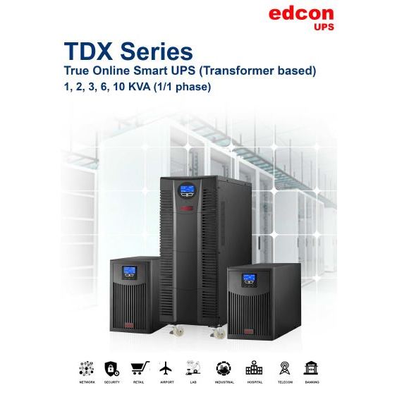 UPS Edcon TDX Series 1 KVA true on line smart UPS transformer based