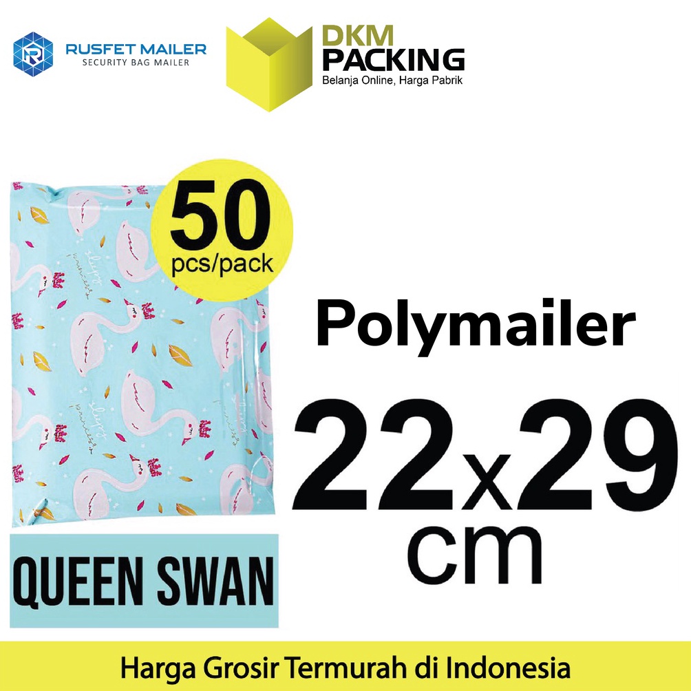 

Penjualan Terbanyak.. Polymailer 22cm x 29cm Polimailer Amplop Plastik Packing RUSFET Motif Swan / PACK 83