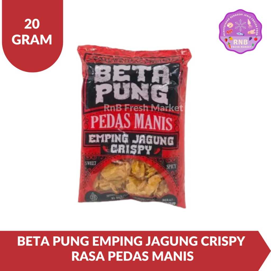 

Beta Pung Pedas Manis Emping Jagung Crispy Netto 20 Gram