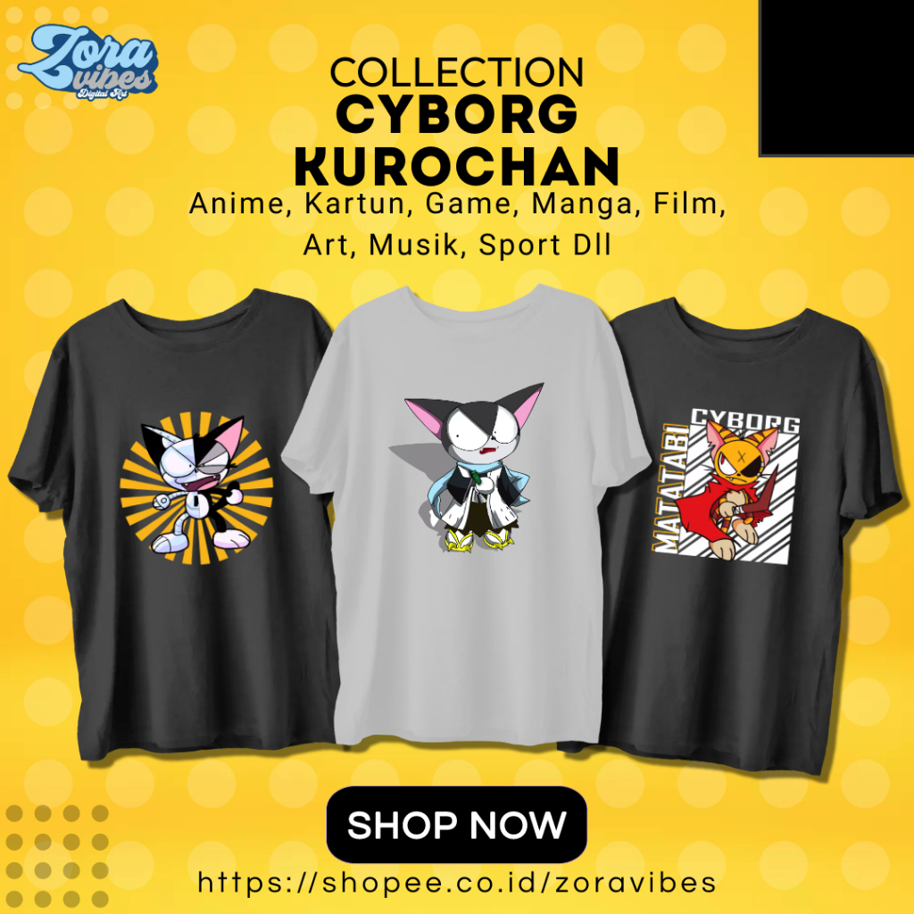 Baju Kaos Anime Cyborg Kuro-chan Murah