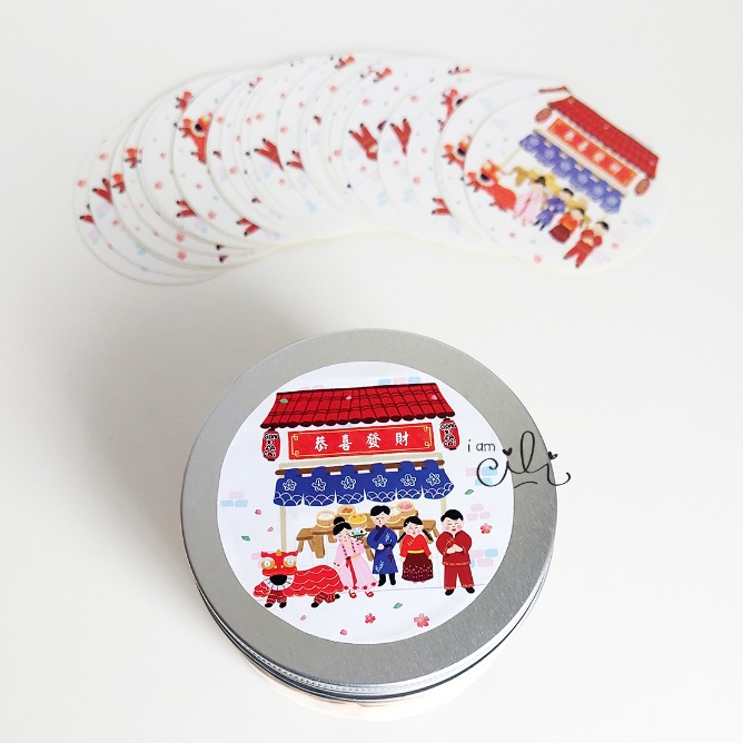 

(SCNY037/SCNY038) Stiker Imlek Cny Sincia LION DANCE untuk toples paperbag dus kotak iamcili [32pcs]