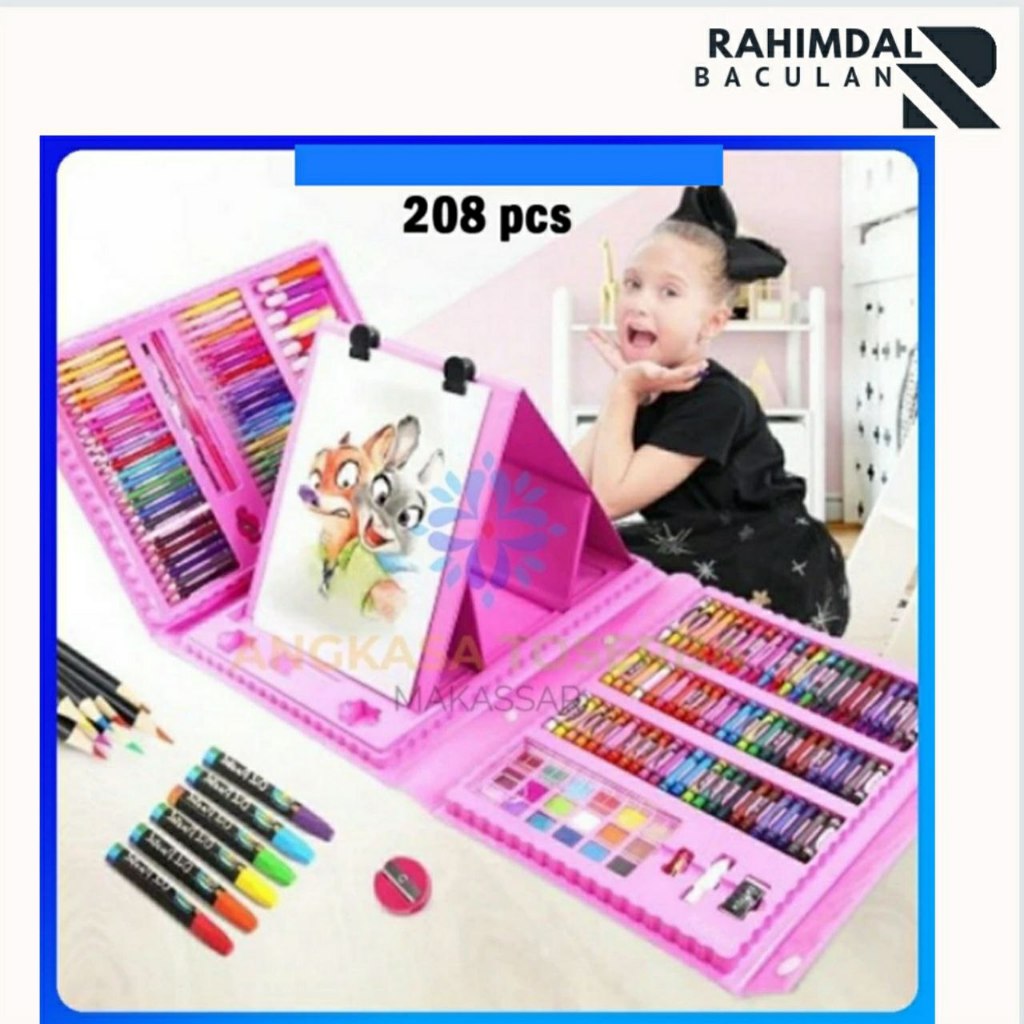 

Crayon Set 208 Pcs Pensil Warna Alat Menggambar Art set Krayon Lengkap - Biru
