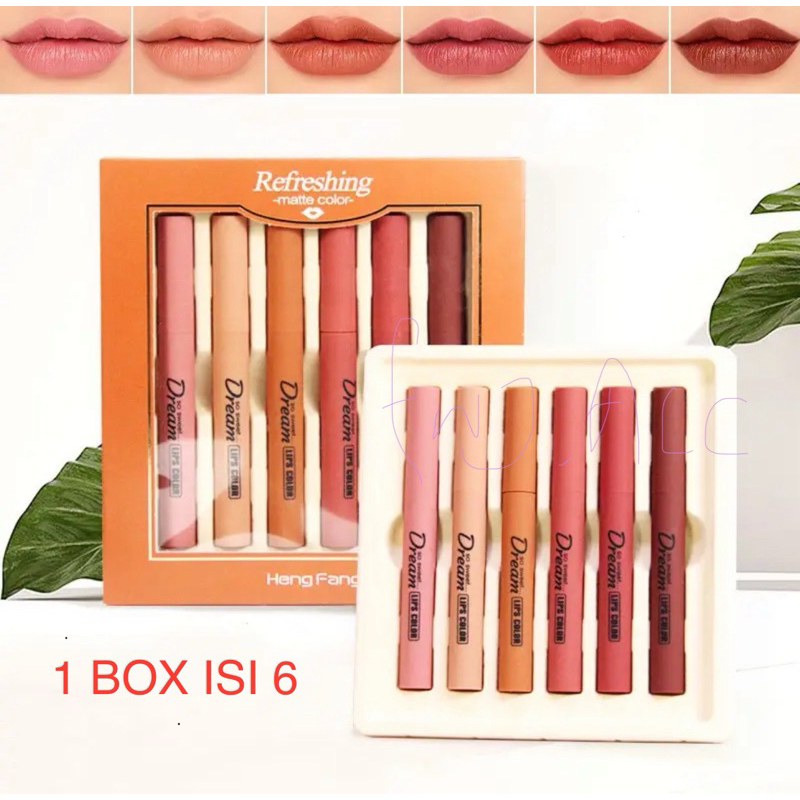 1 Box [6pcs] Tanako Hengfang Sweet Dream Refreshing Lipmatte Lipstik colour Set Isi 6
