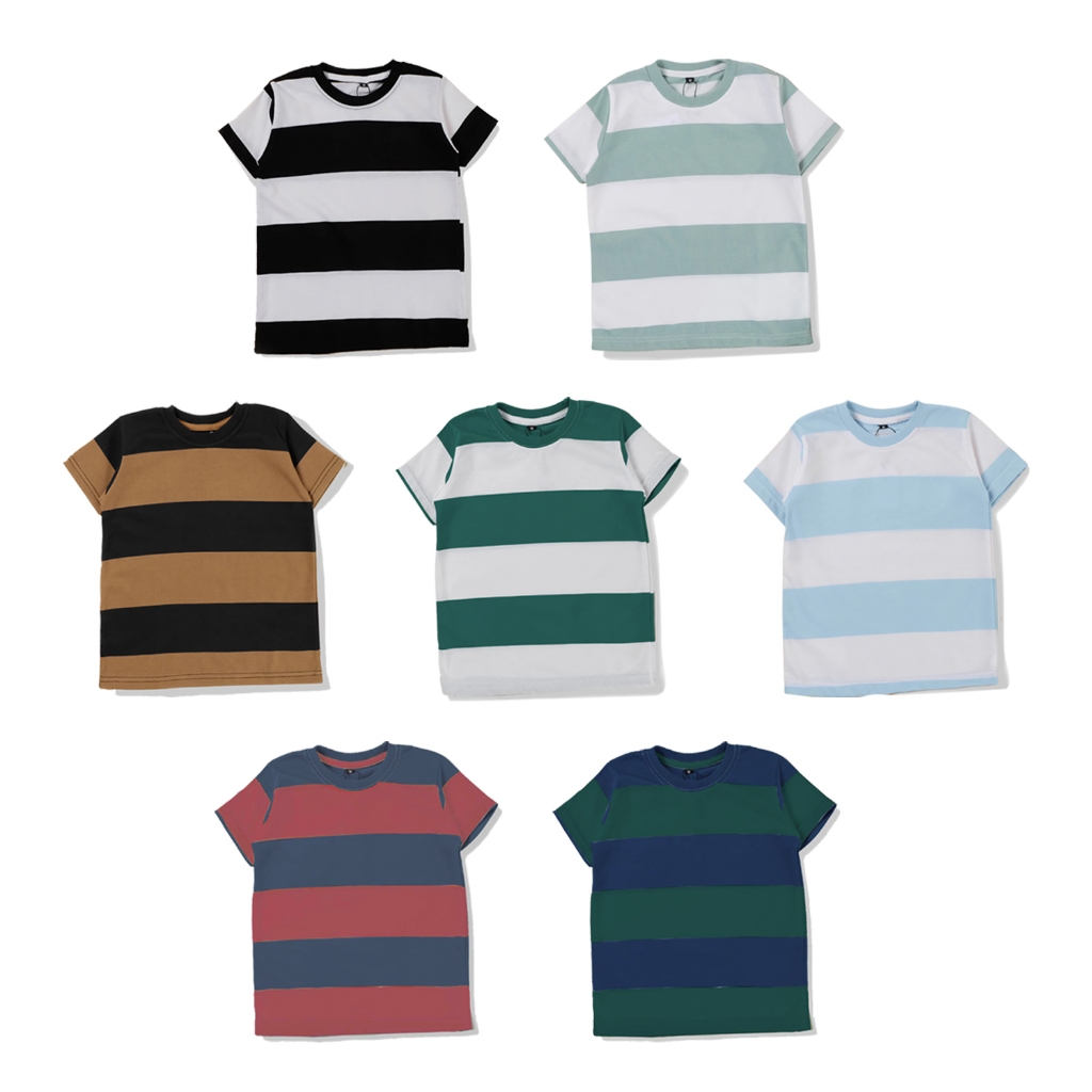 Kaos stripe salur atasan anak laki laki perempuan baju belang belang distro HOKU CLOTH