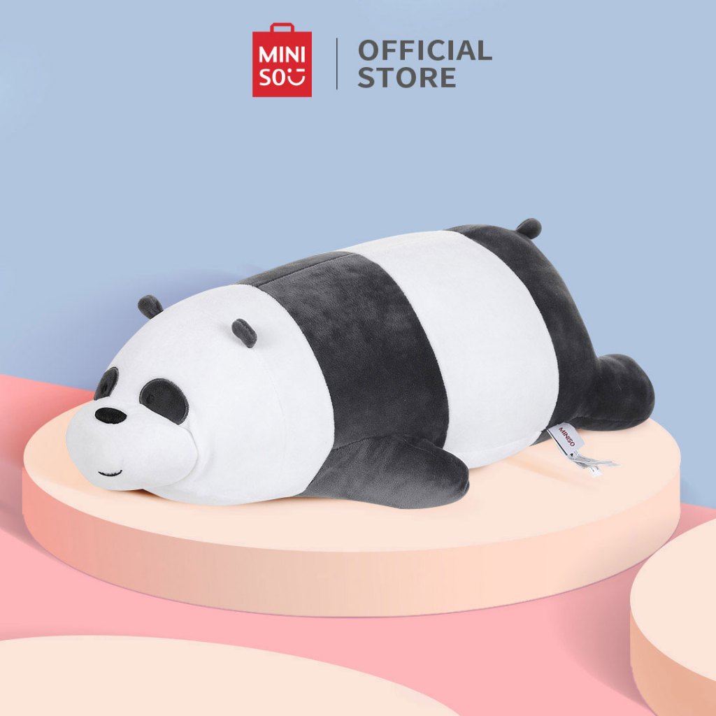 MINISO Boneka Mainan Beruang We Bare Bears Boneka Jumbo Lying Plush Toy 72cm Boneka Bear Lmut Beruan