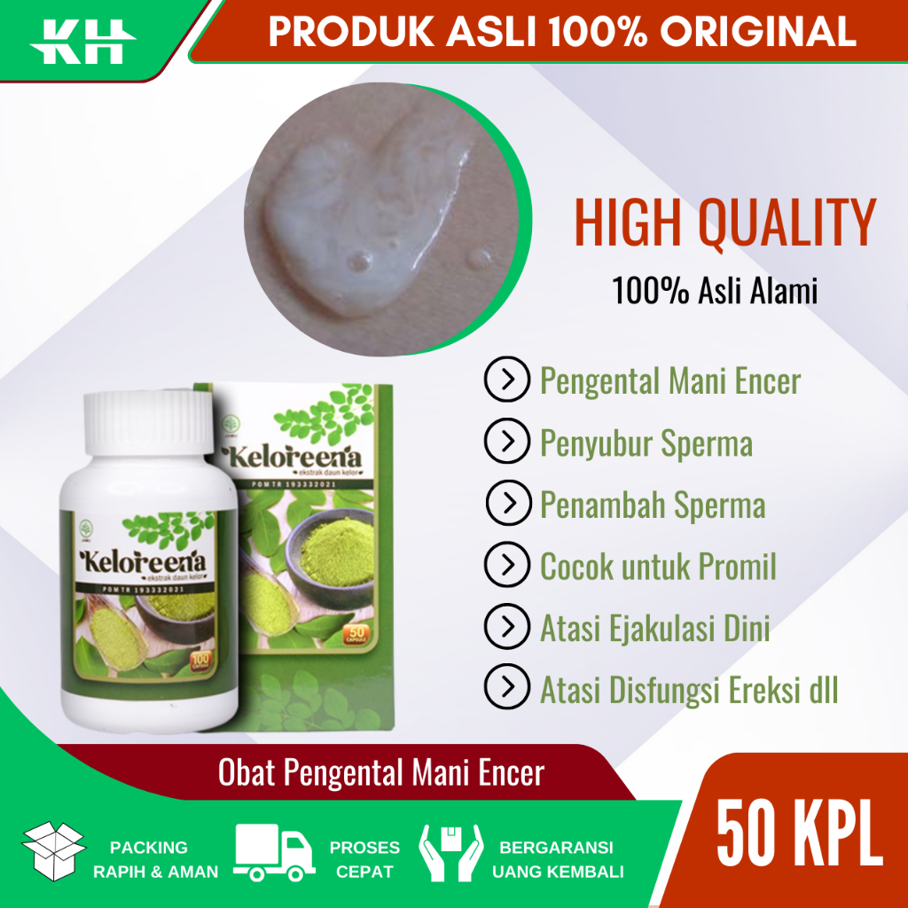 Keloreena / Kelorena / Kelorina Kapsul 100% Asli - Obat Pengental Mani Encer Pria - Penyubur Sperma 