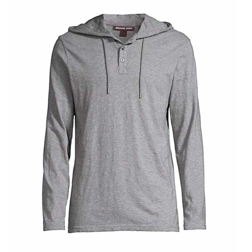 kaos hoodie polos kancing  pria lengan panjang