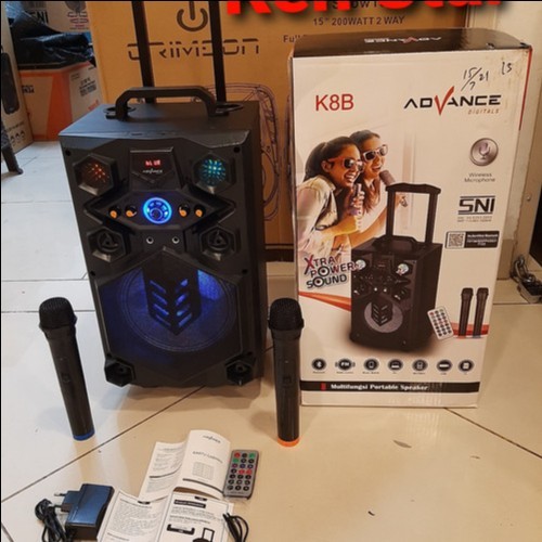 SPEAKER ADVANCE K8B BLUETOOTH SOUND SYSTEM SUBWOFER+2 MIC WIRELESS
