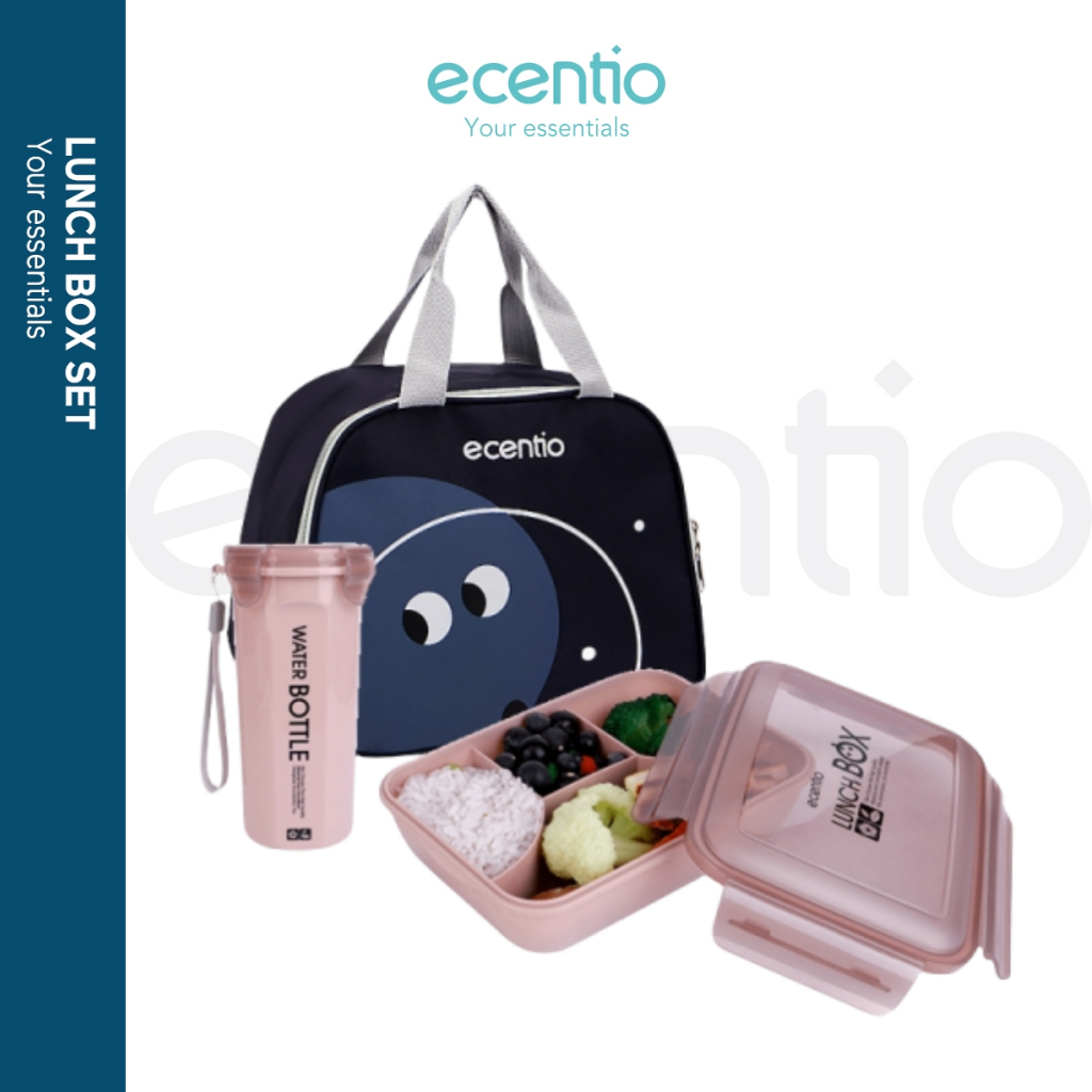 	 【Buy 1 get 3】【BPA FREE】【Live exclusive】ecentio lunch box set sekat 4 tempat kotak makan anak anti tumpah	