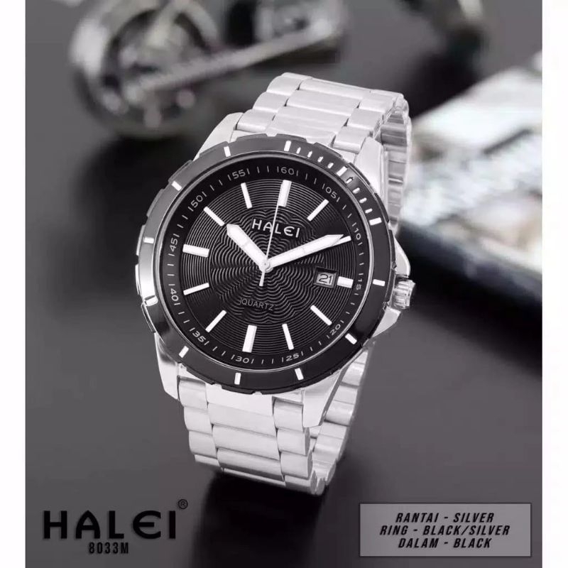 HALEI Jam Tangan Original Casual Pria WATER RESISTANT Stainless Steel