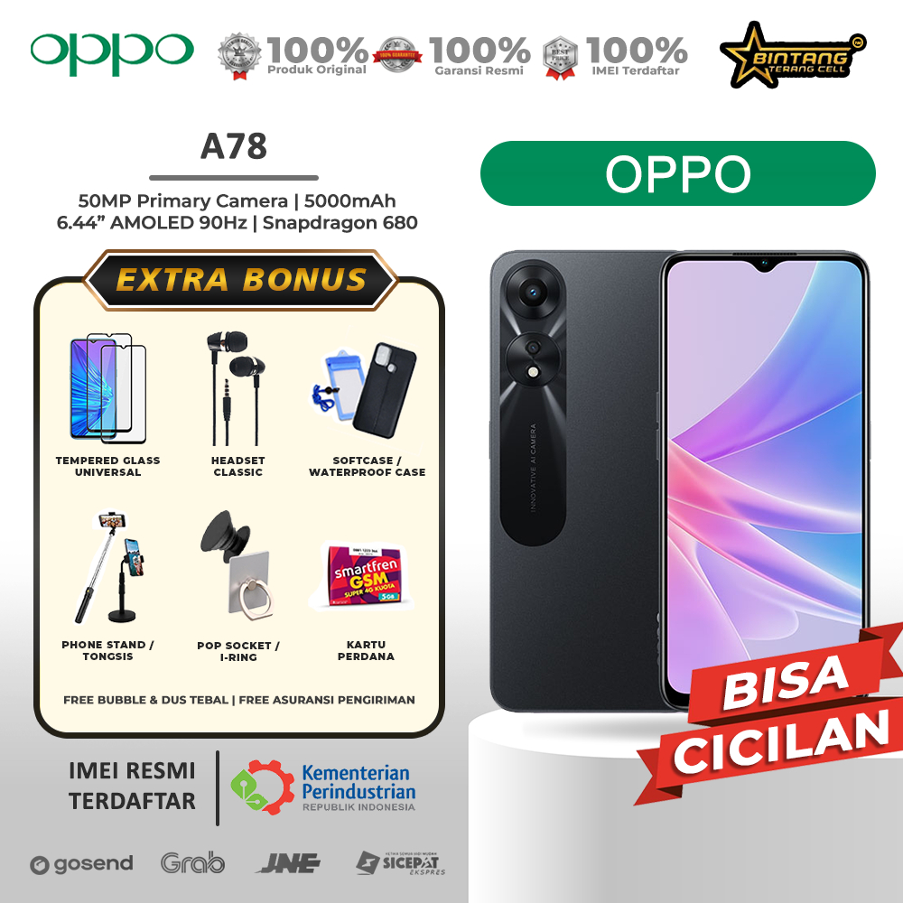 Oppo A78 5G RAM 8/128GB A78 4G RAM 8/256GB Garansi Resmi