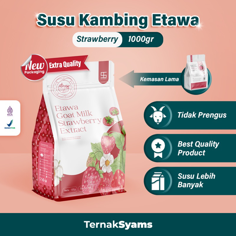 

1KG Susu Kambing Etawa Varian Rasa Strawberry Stoberi Strabery Stroberi Murni 100% Original