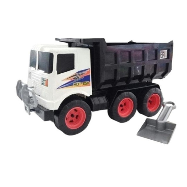 Mainan Mobil Truk Pengangkut Pasir Batu MBT 250 Putih Merah Hitam Truk Anak Mainan