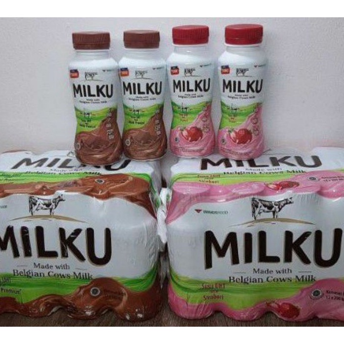 

HXQQ7386 [KODE 77] SUSU MILKU UHT BOTOL WITH BELGIAN COWS MILK uk 200 ML COKLAT DAN STOBERI