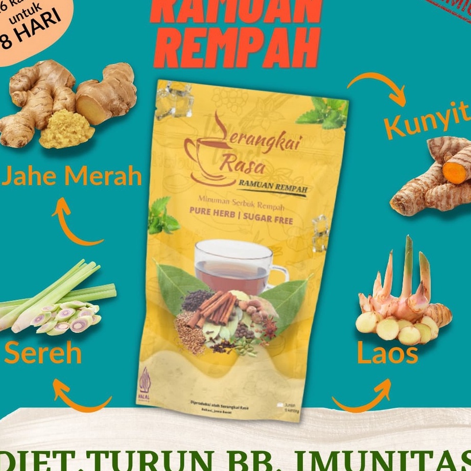 

MODEL IUV309 [ pouch Kuning ] Teh Detox | Teh celup Rempah | JSR | Imunitas | Ramuan Rempah Serangkai Rasa