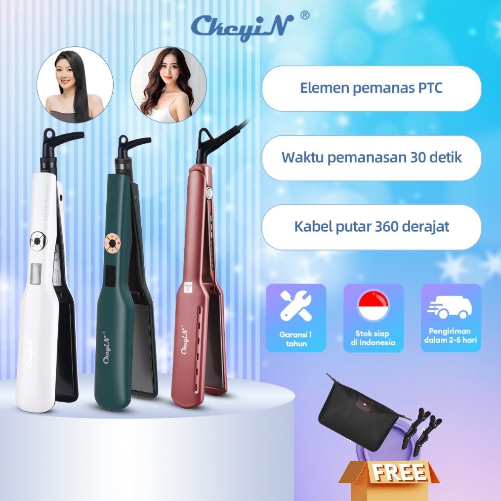 BISA ✨COD✨ CkeyiN Catokan Rambut NEW 2in1 Keriting Pengeriting Rambut Dengan Layar LCD Pengunci Cerd