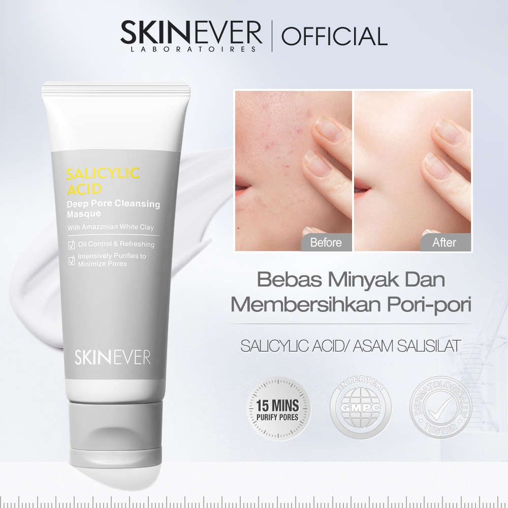 SKINEVER Clay Mask Masker Pembersih Pori Dalam Asam Salisilat Masker Lumpur Pengontrol Minyak Pembersih Dalam 80ML