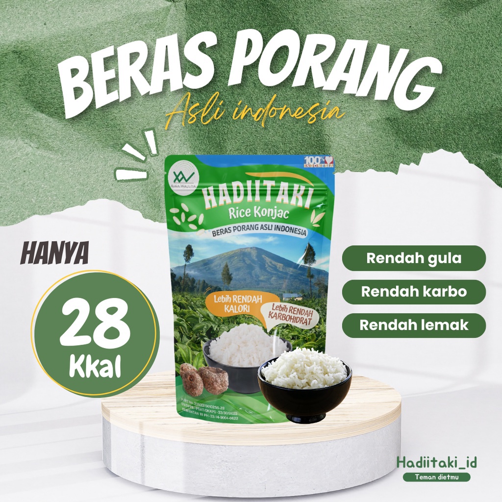 

12.12 Fasion sale beras porang hadiitaki 1kg beras shirataki/rice konjac, beras rendah gula dan karbo !!