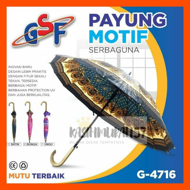 PAYUNG GSF G-4716 / PAYUNG MOTIF SERBAGUNA GSF 4716 / PAYUNG 16 JARI / PAYUNG SATIN DEWASA 16 JARI M