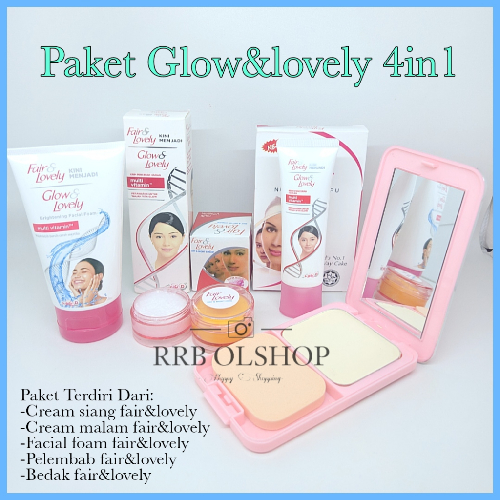 Paket 5 in 1 Fair And Lovely - Pelembab- Facial Foam - Cream Siang Malam - Bedak Fair Lovely - Paket
