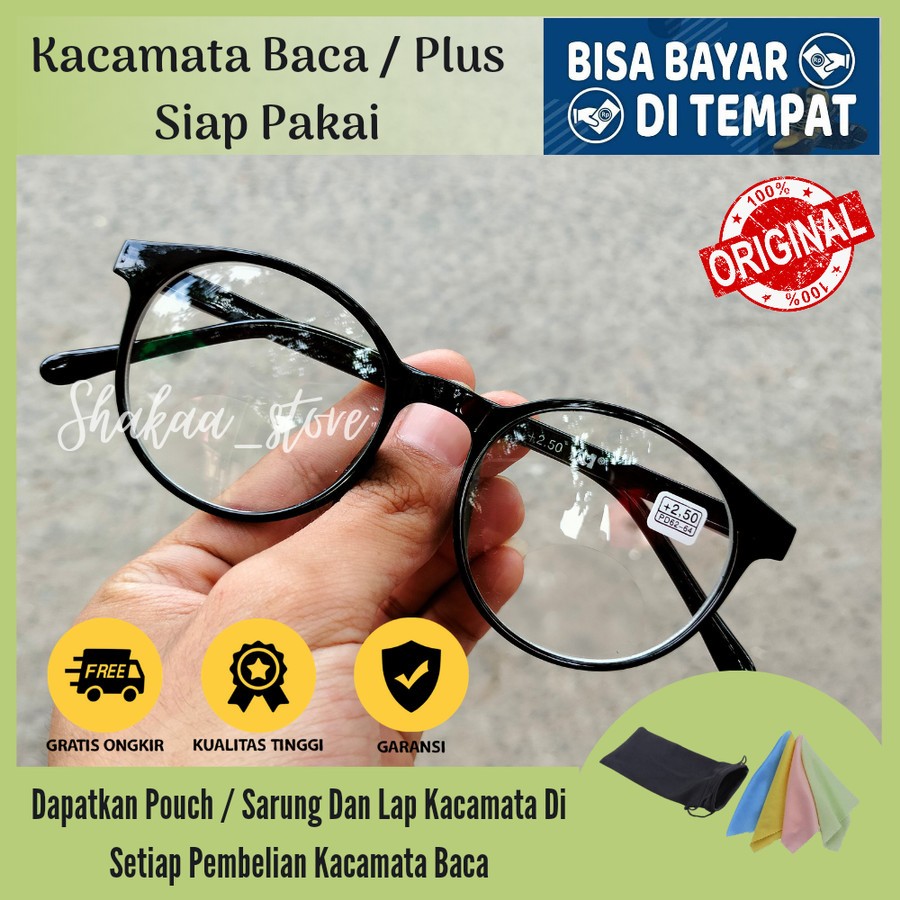 Kacamata Minus bulat tebal/frame bulat/lensa minus/bingkai frame bulat - Hitam