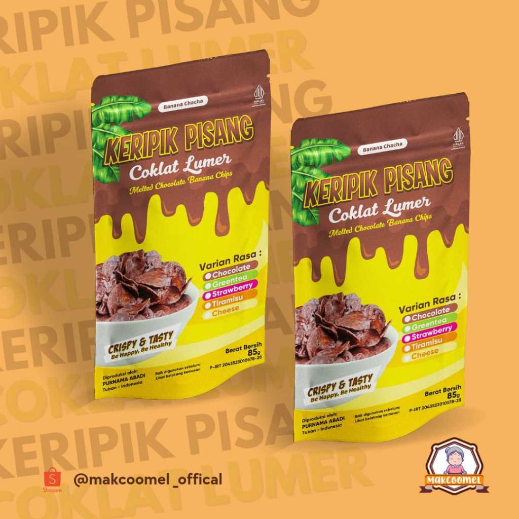 

MAKCOOMEL - BANANA CHIPS KERIPIK LUMER COKLAT KRIPIK PISANG COKELAT PISANG CRISPY 85 GRAM RASA CHEESE RASA KEJU LUMER COKLAT LUMER