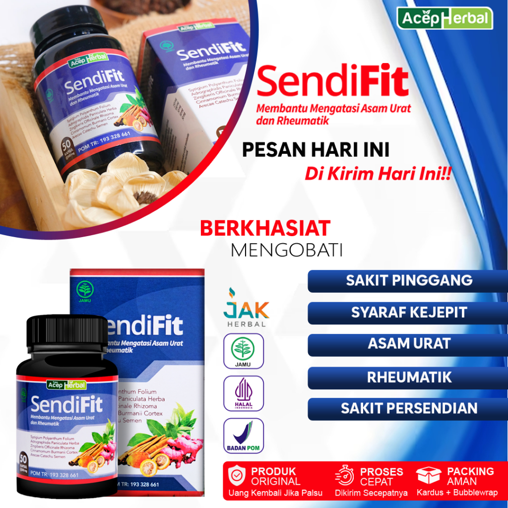 SendiFit Kapsul Acep Herbal Spesialis Obat Persendian Seperti Obat Sakit Pinggang, Syaraf Kejepit