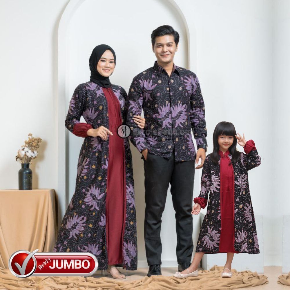 Baju Couple Keluarga Zigi Zaga Hitam | Sarimbit Batik Set Pasangan Kapelan Family OOTD Terbaru untuk