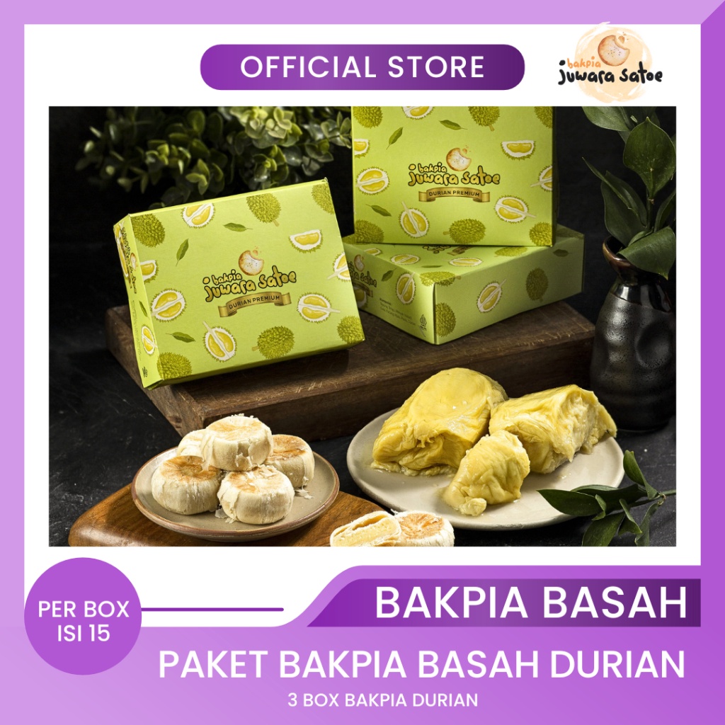 

HARGA GROSIR BAKPIA JUWARA SATOE [ 3 Box ] Paket Bakpia Basah Durian - Oleh Oleh Khas Jogja grosir