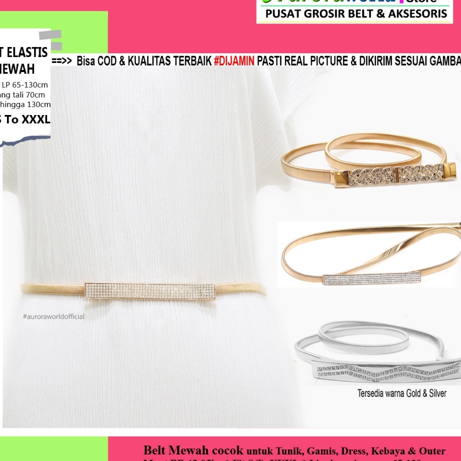 HYSB6589 COD Auroraworld ikat pinggang wanita fashion Belt cewek gesper elastis bisa untuk size smal