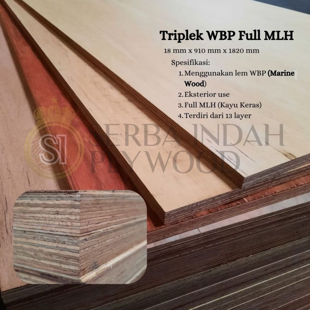 Triplek 18 mm x 910 mm x 1820 mm WBP Full MLH | Triplek Meranti