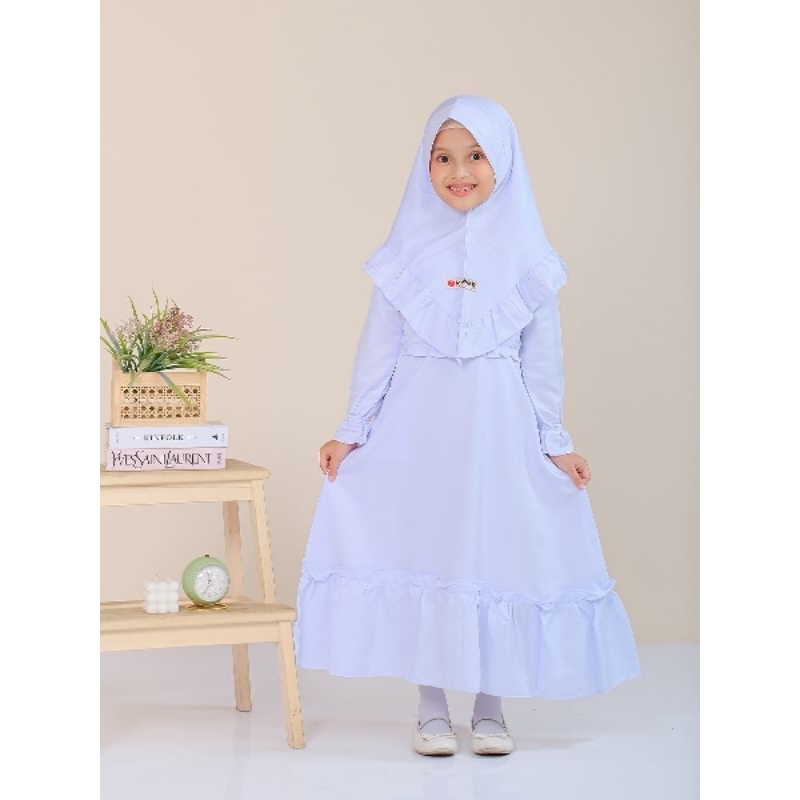 Mawar Fashion - Gamis Putih Anak Naura / Setelan Putih Anak Nafisha / Gamis Manasik Anak