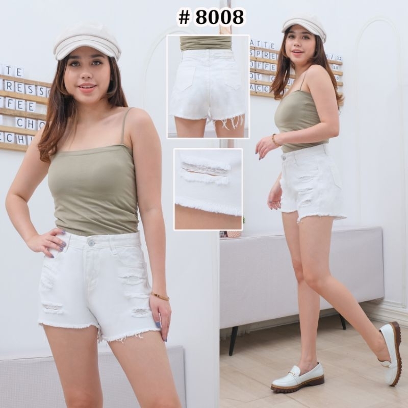 celana pendek hotpant putih  korea terkini premium C-8008