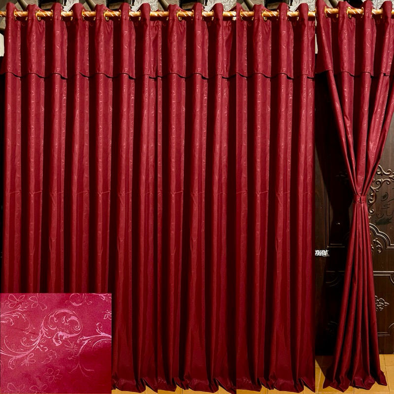 GORDEN korden hordeng SMOKRING embos merah ati POLOS & EMBOS pintu & jendela 3D timbul/minimalis/rin