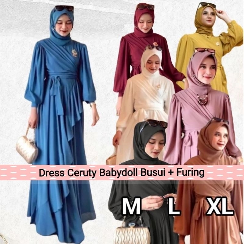DRESS GAMIS CERUTY BABYDOLL REMPEL BUSUI M L XL/DRESS PREWEDDING FULL FURING RAMPLE/GAMIS CERUTI FAS