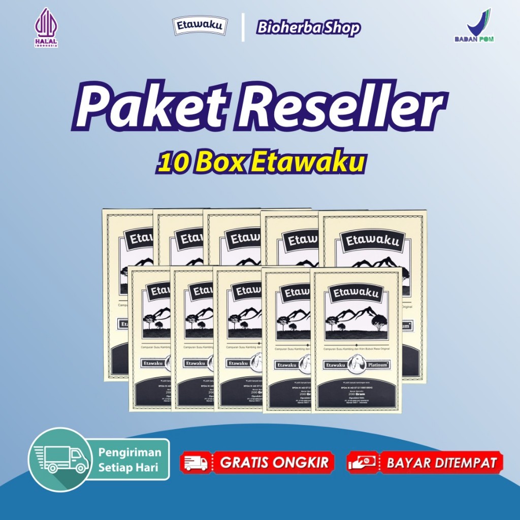 

Paket Reseller 10 Box Etawaku Platinum - Susu Kambing Etawa Asli Rendah Gula Ampuh Mengatasi Masalah Pernafasan Seperti Asma, Sesak Nafas, Batuk Kronis, TBC, Susu Terapi Kesehatan Terlaris Termurah Menyehatkan dan Menjaga Kepadatan Tulang & Sendi