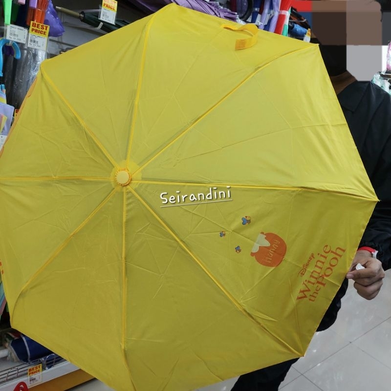 Payung Lipat Otomatis Karakter Disney Winney The Pooh Kuning Orange Motif Hadiah Kado Unik Mr DIY