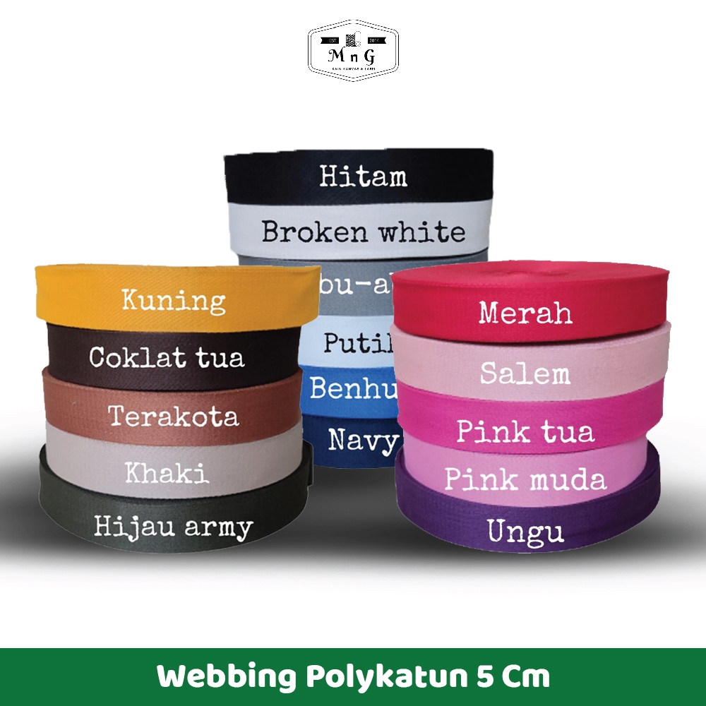 Webbing 5 cm Polykatun ketebalan 1.5mm (meteran)