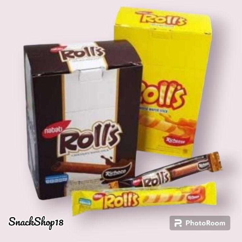 

Nabati Rolls Wafer Recheese & Richoco | 1 Box Isi 20 Bks @7g