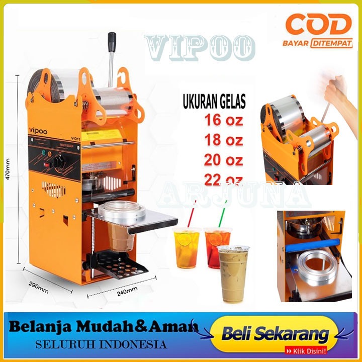 Mesin Cup Sealer Vipoo cup Sealer/mesin penutup gelas vipoo Ukuran Gelas 12-16oz PROMO