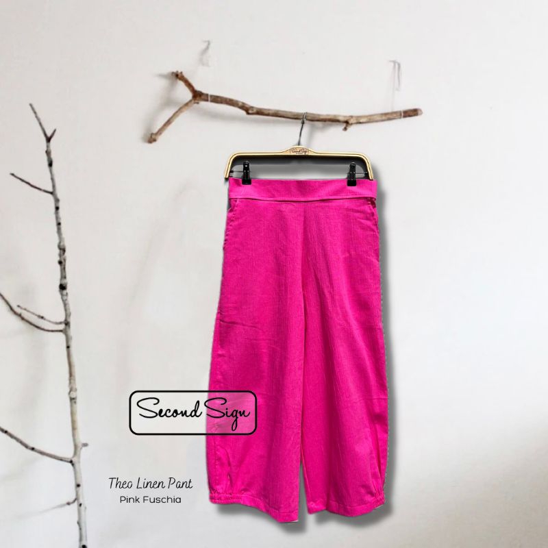 THEO LINEN PANTS PINK FUSCHIA SECOND SIGN