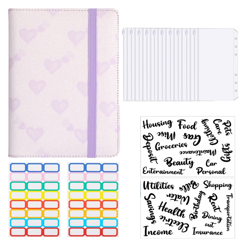 

12.12 ✨Promo✨ A6 Budget Binder Notebook Set Buku Catatan Tangan Perencana Keuangan Anggaran Uang Tunai Buku Catatan Daun Longgar Kulit Pu buruan