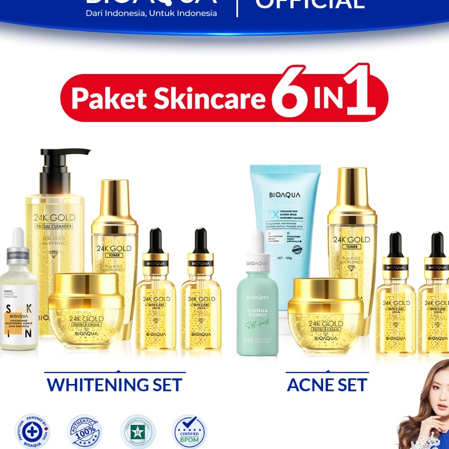 modelTipe MMW165 BIOAQUA kecantikan perawatan set skincare paket 6pcs whitening brightening penghila