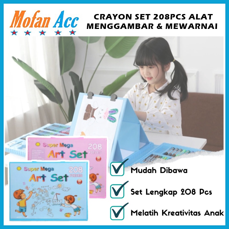 

GROSIR Crayon Set 208pcs / Alat Menggambar Mewarnai Dan Melukis Lengkap Isi 208 Pcs Untuk Anak-Anak / Kit Art Supplies Painting Set For Children / Krayon Hadiah Kado Ulang Tahun Anak Birthday Gift Water Colors Pensil Warna Pencil Colours Coloring Set !