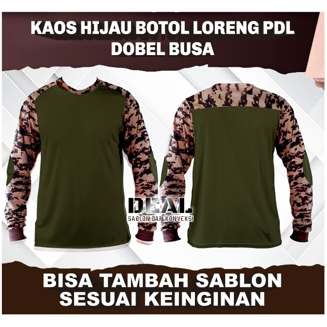 kaos pramuka loreng hijau DOBEL BUSA (bantalan) bisa tambah sablon sesukamu, SABLON CUSTOM