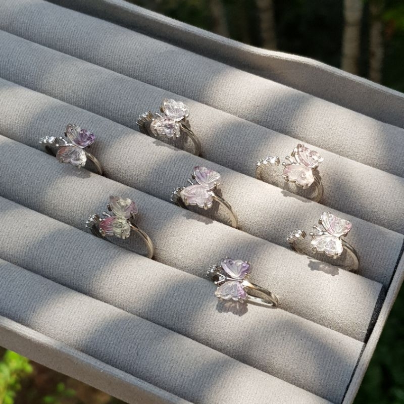 Adjustable Fluorite Butterfly Ring