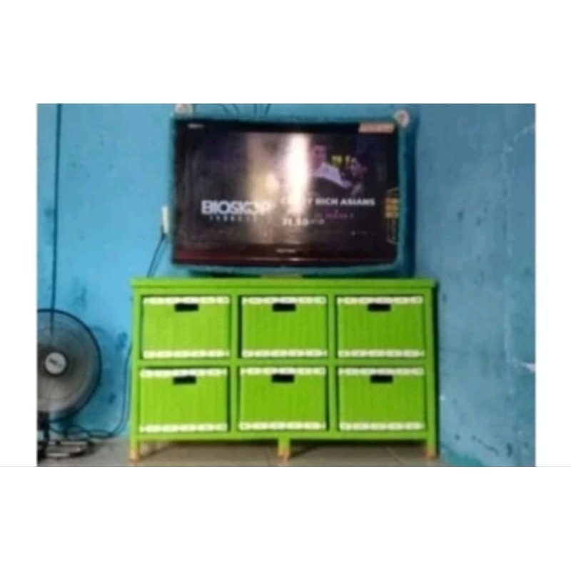 Lemari plastik 6 susun minimalis rotan sintetis