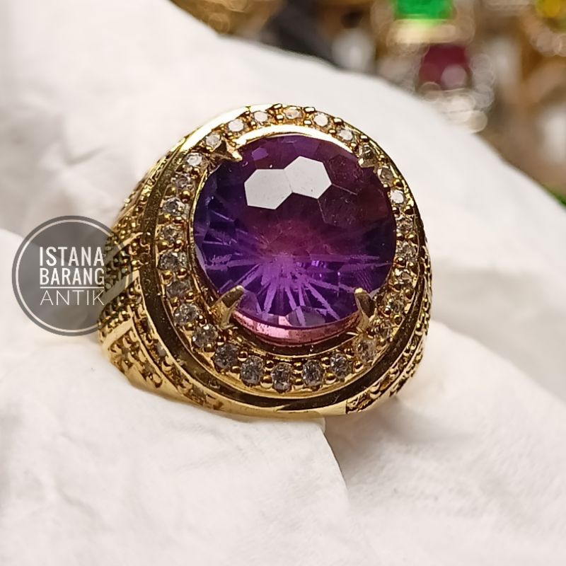 CINCIN BATU PERMATA NATURAL KECUBUNG AMATYST COSTUME 100% ORI