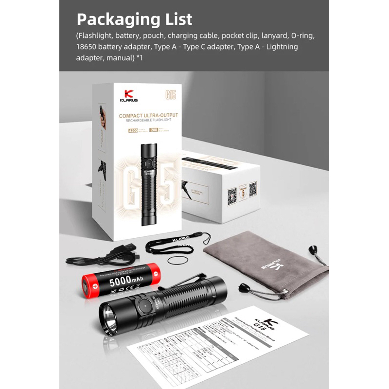 Senter Led Klarus G15 V2 xhp70.2 4200lm