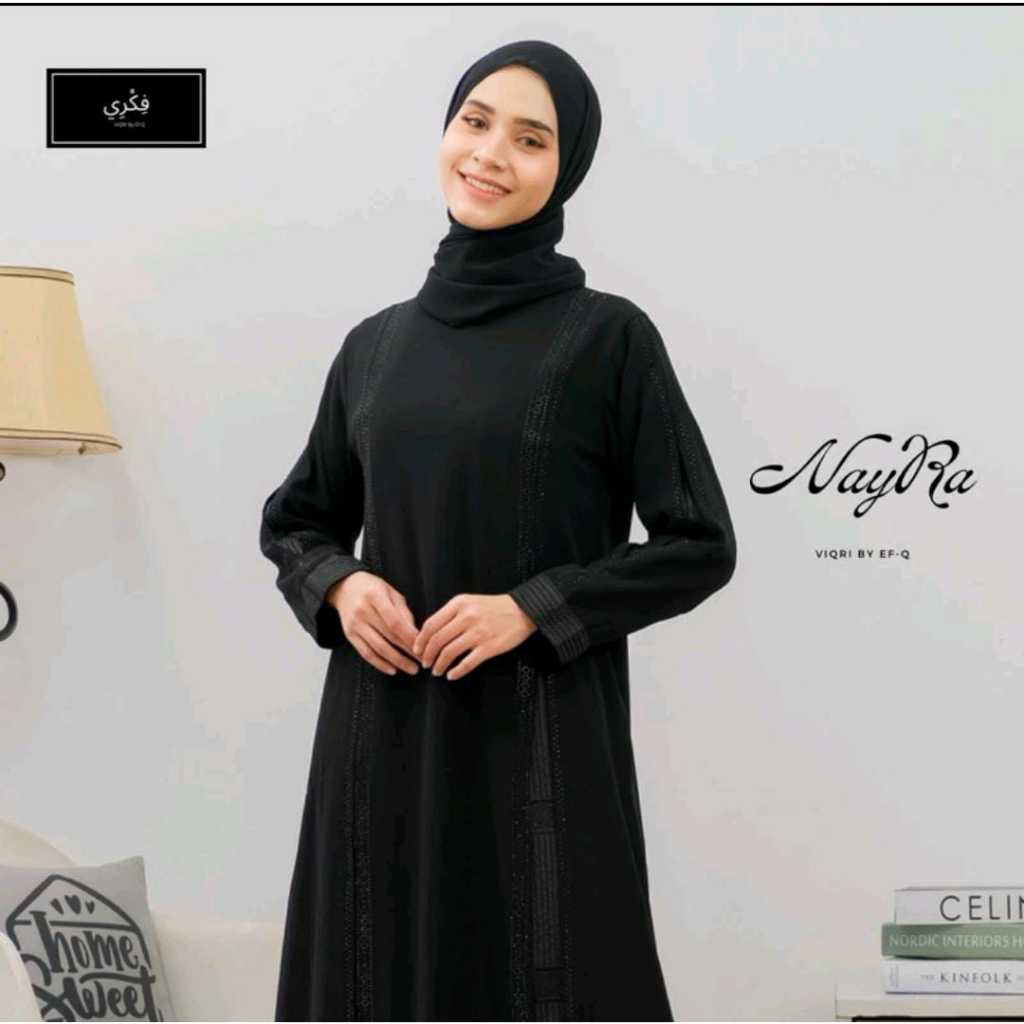 Diaz - Nayra Gamis Turkey Hitam Putih Gamis Abaya Arab Terbaru Dress Wanita terlaris Gamis Payet Kom